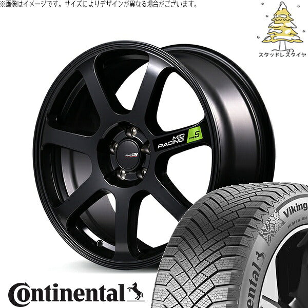 コンチネンタル バイキングコンタクト8 205/55R17 ＋ MIDレーシング R07 タイプS セミグロスブラック 17インチ 7J +48 5H114.3P スタッドレス・ホイール4本セット。1枚目。