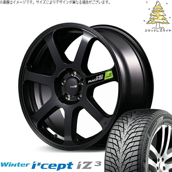ハンコック ウィンターアイセプト IZ3X W636A 225/60R17 ＋ MIDレーシング R07 タイプS セミグロスブラック 17インチ 7J +48 5H114.3P スタッドレス・ホイール4本セット。1枚目。