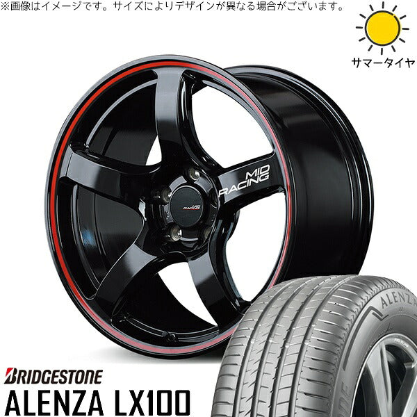ブリヂストン アレンザ LX100 215/60R17 ＋ MIDレーシング R50 ブラック/リムレッドライン 17インチ 7J +48 5H114.3P サマー・ホイール4本セット。1枚目。