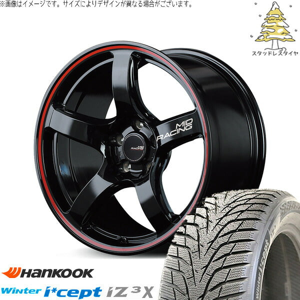 ハンコック ウィンターアイセプト IZ3X W636A 235/60R18 ＋ MIDレーシング R50 ブラック/リムレッドライン 18インチ 8J +45 5H114.3P スタッドレス・ホイール4本セット。1枚目。