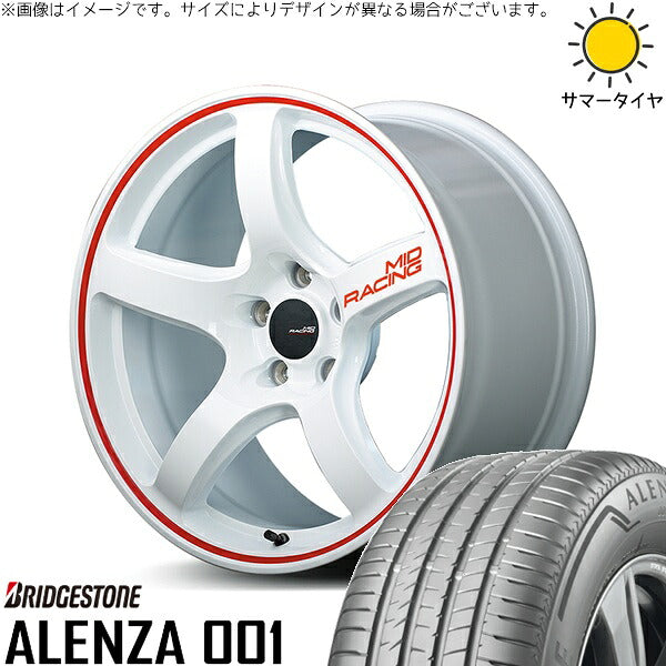 ブリヂストン アレンザ 001 215/60R17 ＋ MIDレーシング R50 ホワイト/リムレッドライン 17インチ 7J +48 5H114.3P サマー・ホイール4本セット。1枚目。