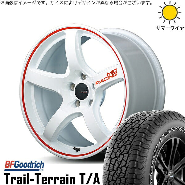 BFグッドリッチ トレイルテレーン T/A 225/60R18 ＋ MIDレーシング R50 ホワイト/リムレッドライン 18インチ 8.5J +45 5H120P サマー・ホイール4本セット。1枚目。