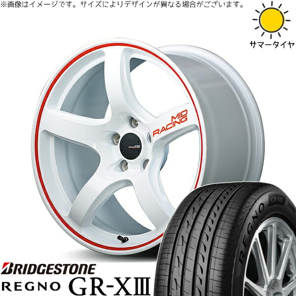 ブリヂストン レグノ GR-X3 215/45R17 ＋ MIDレーシング R50 ホワイト/リムレッドライン 17インチ 7J +48 5H114.3P サマー・ホイール4本セット。1枚目。