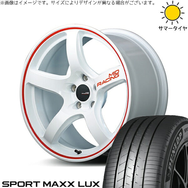 ダンロップ スポーツマックス LUX 215/45R17 ＋ MIDレーシング R50 ホワイト/リムレッドライン 17インチ 7J +48 5H114.3P サマー・ホイール4本セット。1枚目。