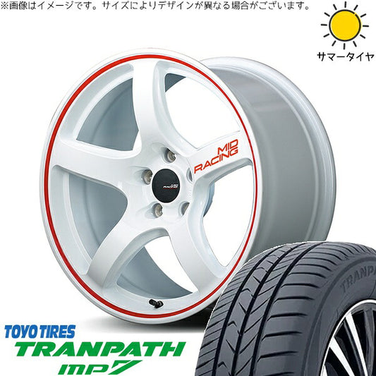 トーヨータイヤ トランパス MP7 215/60R17 ＋ MIDレーシング R50 ホワイト/リムレッドライン 17インチ 7J +48 5H114.3P サマー・ホイール4本セット。1枚目。