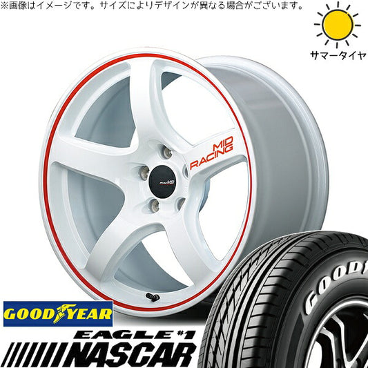 グッドイヤー イーグル ナスカー 215/60R17 ＋ MIDレーシング R50 ホワイト/リムレッドライン 17インチ 7J +48 5H114.3P サマー・ホイール4本セット。1枚目。