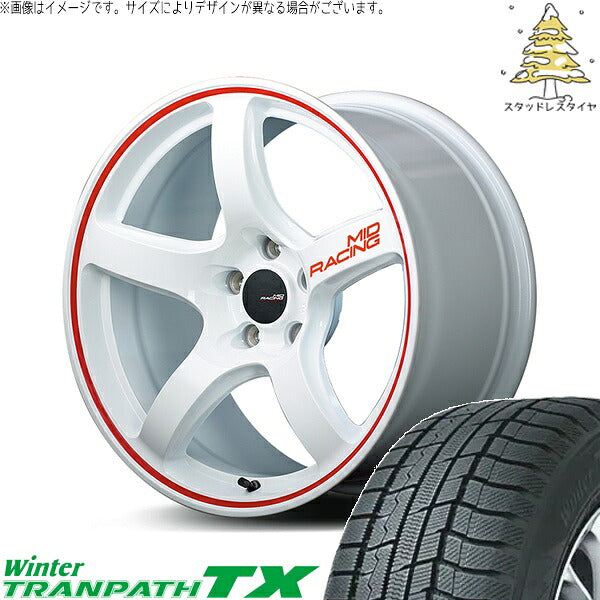 トーヨータイヤ ウィンタートランパス TX 225/60R17 ＋ MIDレーシング R50 ホワイト/リムレッドライン 17インチ 7J +48 5H114.3P スタッドレス・ホイール4本セット。1枚目。