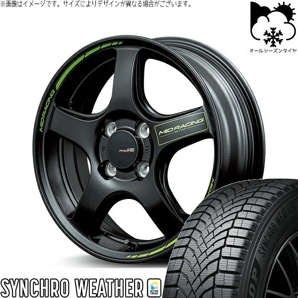 ダンロップ シンクロウェザー 165/55R15 ＋ MIDレーシング R50 タイプS セミグロスブラック 15インチ 5J +45 4H100P オールシーズン・ホイール4本セット。1枚目。