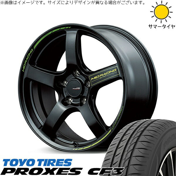 トーヨータイヤ プロクセス CF3 225/55R17 ＋ MIDレーシング R50 タイプS セミグロスブラック 17インチ 7J +48 5H100P サマー・ホイール4本セット。1枚目。