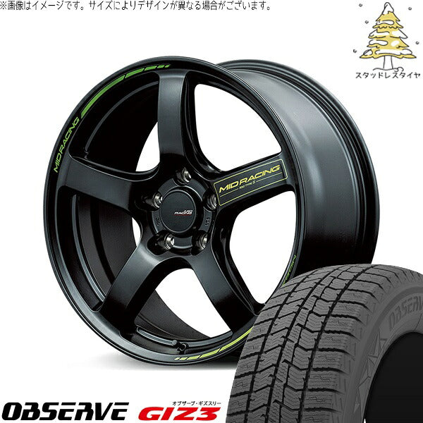 トーヨータイヤ オブザーブ GIZ3 225/60R18 ＋ MIDレーシング R50 タイプS セミグロスブラック 18インチ 8J +45 5H114.3P スタッドレス・ホイール4本セット。1枚目。