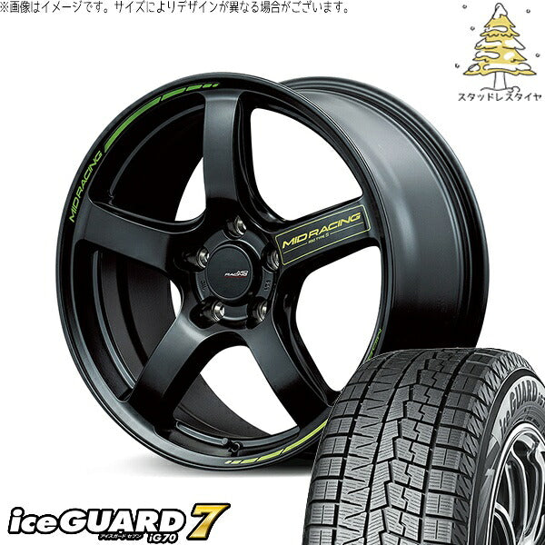 ヨコハマタイヤ アイスガードセブン IG70 215/60R17 ＋ MIDレーシング R50 タイプS セミグロスブラック 17インチ 7J +48 5H114.3P スタッドレス・ホイール4本セット。1枚目。
