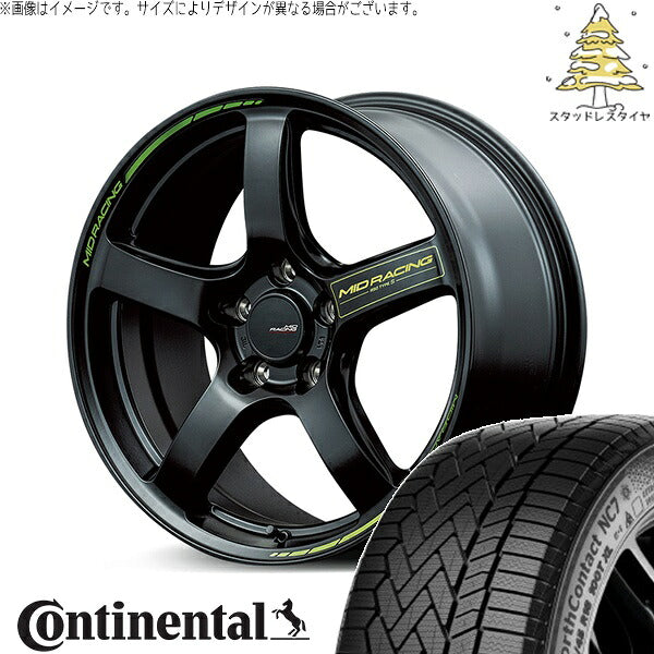 コンチネンタル ノースコンタクト NC7 235/50R18 ＋ MIDレーシング R50 タイプS セミグロスブラック 18インチ 8J +45 5H114.3P スタッドレス・ホイール4本セット。1枚目。