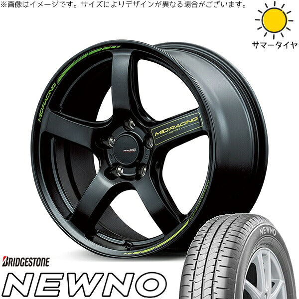 ブリヂストン ニューノ 215/60R17 ＋ MIDレーシング R50 タイプS セミグロスブラック 17インチ 7J +48 5H114.3P サマー・ホイール4本セット。1枚目。