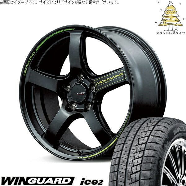 ネクセン ウィンガード アイス2 215/50R17 ＋ MIDレーシング R50 タイプS セミグロスブラック 17インチ 7J +48 5H114.3P スタッドレス・ホイール4本セット。1枚目。