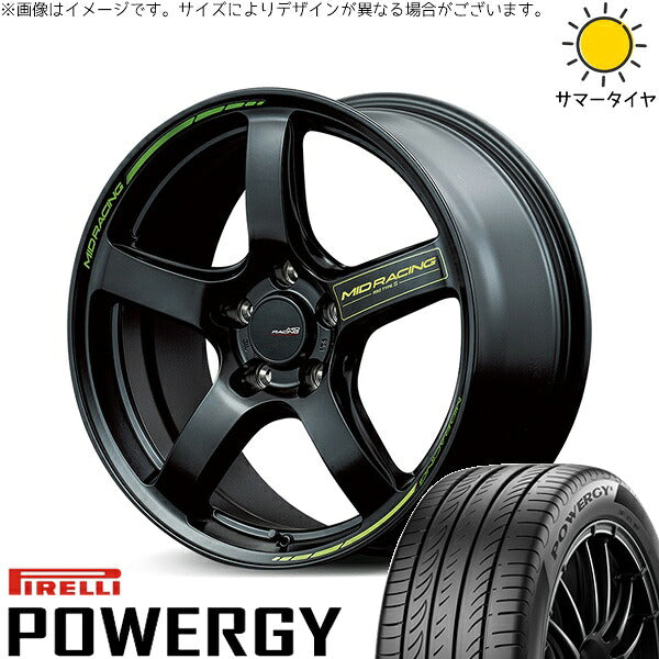 ピレリ パワジー 225/60R17 ＋ MIDレーシング R50 タイプS セミグロスブラック 17インチ 7J +48 5H100P サマー・ホイール4本セット。1枚目。