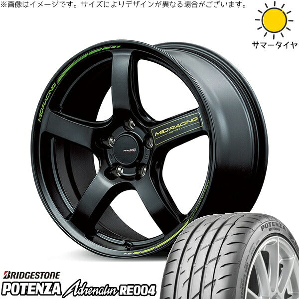 ブリヂストン ポテンザ アドレナリン RE004 245/40R18 ＋ MIDレーシング R50 タイプS セミグロスブラック 18インチ 8J +45 5H114.3P サマー・ホイール4本セット。1枚目。