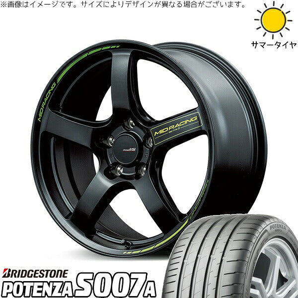 ブリヂストン ポテンザ S007A 215/55R17 ＋ MIDレーシング R50 タイプS セミグロスブラック 17インチ 7J +48 5H114.3P サマー・ホイール4本セット。1枚目。