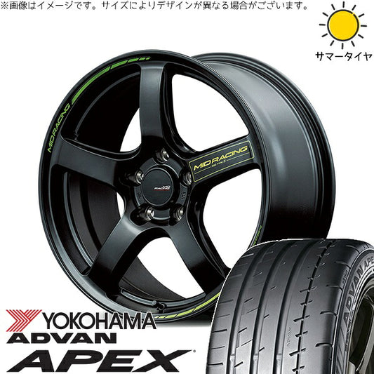 ヨコハマタイヤ アドバン APEX V601 245/40R18 ＋ MIDレーシング R50 タイプS セミグロスブラック 18インチ 8J +45 5H114.3P サマー・ホイール4本セット。1枚目。