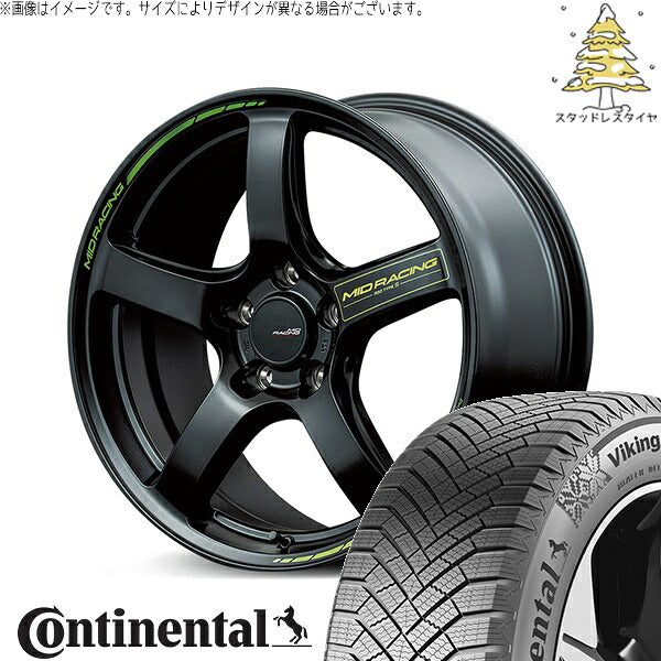 コンチネンタル バイキングコンタクト8 225/60R18 ＋ MIDレーシング R50 タイプS セミグロスブラック 18インチ 8J +45 5H114.3P スタッドレス・ホイール4本セット。1枚目。