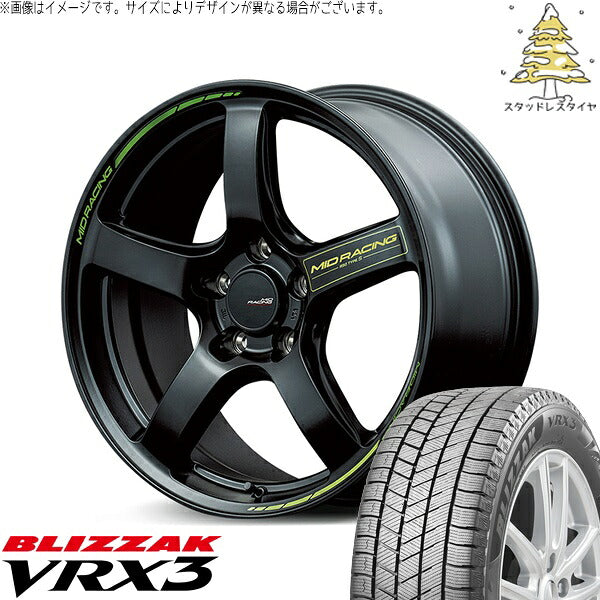 ブリヂストン ブリザック VRX3 215/45R17 ＋ MIDレーシング R50 タイプS セミグロスブラック 17インチ 7J +48 5H114.3P スタッドレス・ホイール4本セット。1枚目。