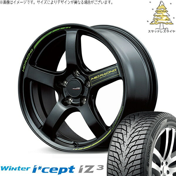ハンコック ウィンターアイセプト IZ3 W636 215/50R17 ＋ MIDレーシング R50 タイプS セミグロスブラック 17インチ 7J +48 5H100P スタッドレス・ホイール4本セット。1枚目。