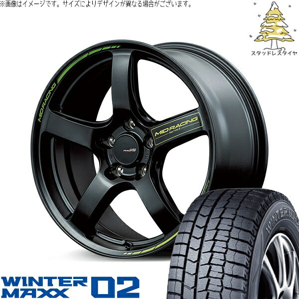 ダンロップ ウィンターマックス02 215/45R17 ＋ MIDレーシング R50 タイプS セミグロスブラック 17インチ 7J +48 5H100P スタッドレス・ホイール4本セット。1枚目。