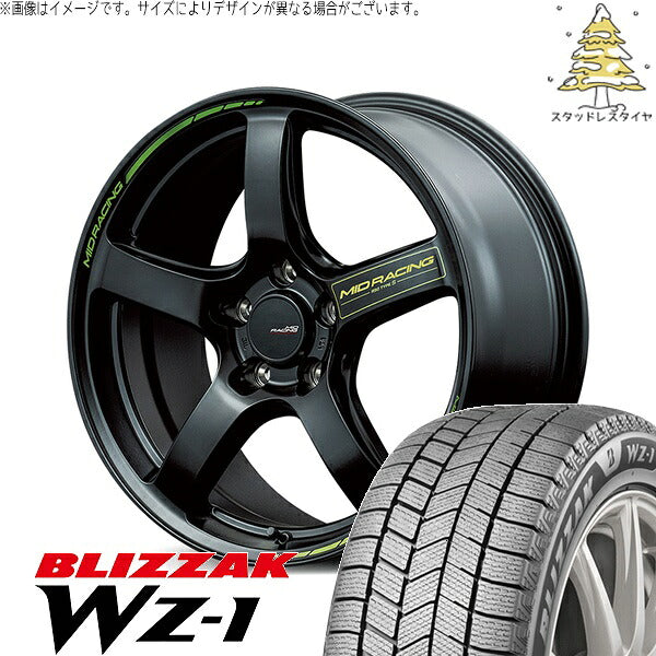 ブリヂストン ブリザック WZ-1 215/45R17 ＋ MIDレーシング R50 タイプS セミグロスブラック 17インチ 7J +48 5H114.3P スタッドレス・ホイール4本セット。1枚目。