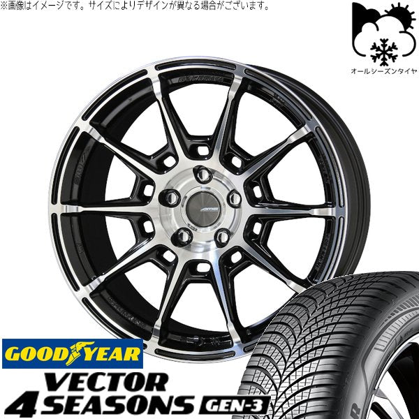 グッドイヤー ベクター4シーズンズ GEN-3 215/55R17 ＋ ガレルナ レフィーノ ブラックポリッシュ 17インチ 7J +48 5H114.3P オールシーズン・ホイール4本セット。1枚目。