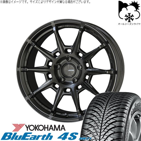 ヨコハマタイヤ ブルーアース4S AW21 225/50R18 ＋ ガレルナ レフィーノ マットブラック 18インチ 7.5J +48 5H114.3P オールシーズン・ホイール4本セット。1枚目。