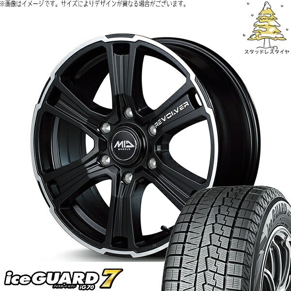 ヨコハマタイヤ アイスガード セブン (iceGUARD7 IG70) 215/65R16 ＋ MIDホイール ガルシア SSリボルバー セミグロスブラック/リボルバーポリッシュ/ロゴマシニング 16インチ 6.5J +38 6H139.7P スタッドレス・ホイール4本セット。1枚目。