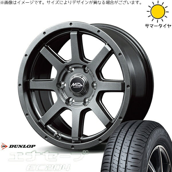 ダンロップ エナセーブ EC204 215/70R15 ＋ MIDホイール マッドライダー メタリックグレー 15インチ 6J +33 6H139.7P サマー・ホイール4本セット。1枚目。