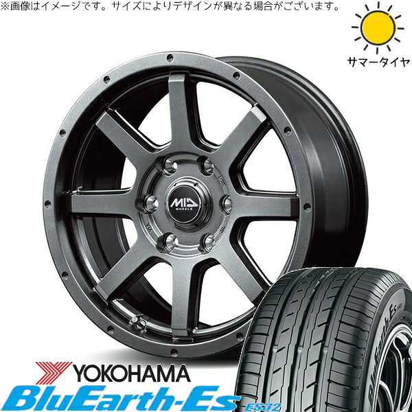 ヨコハマタイヤ ブルーアース ES32 215/70R15 ＋ MIDホイール マッドライダー メタリックグレー 15インチ 6J +33 6H139.7P サマー・ホイール4本セット。1枚目。