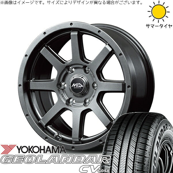 ヨコハマタイヤ ジオランダーCV G058 195/80R15 ＋ MIDホイール マッドライダー メタリックグレー 15インチ 6J +33 6H139.7P サマー・ホイール4本セット。1枚目。