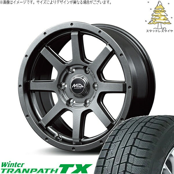 トーヨータイヤ ウィンタートランパス TX 215/70R15 ＋ MIDホイール マッドライダー メタリックグレー 15インチ 6J +33 6H139.7P スタッドレス・ホイール4本セット。1枚目。