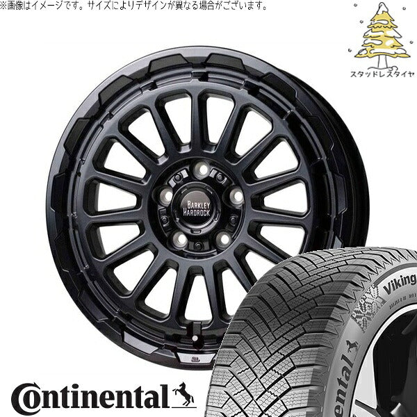コンチネンタル バイキングコンタクト8 205/45R17 ＋ バークレイ ハードロック リザード セミグロスブラック 17インチ 7J +45 5H114.3P スタッドレス・ホイール4本セット。1枚目。