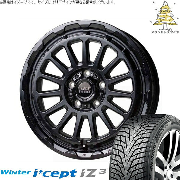 ハンコック ウィンターアイセプト IZ3 W636 195/60R17 ＋ バークレイ ハードロック リザード セミグロスブラック 17インチ 7J +38 5H114.3P スタッドレス・ホイール4本セット。1枚目。