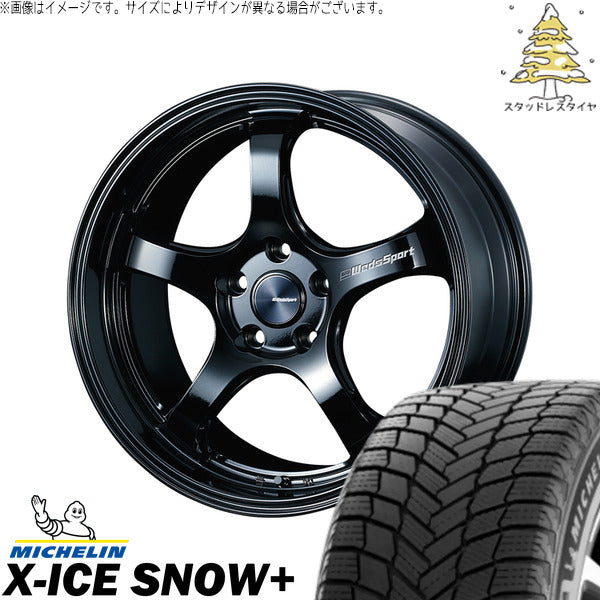 ミシュラン エックスアイス スノー+ 225/55R18 ＋ ウェッズスポーツ RN05M グロスブラック 18インチ 7.5J +45 5H114.3P スタッドレス・ホイール4本セット。1枚目。