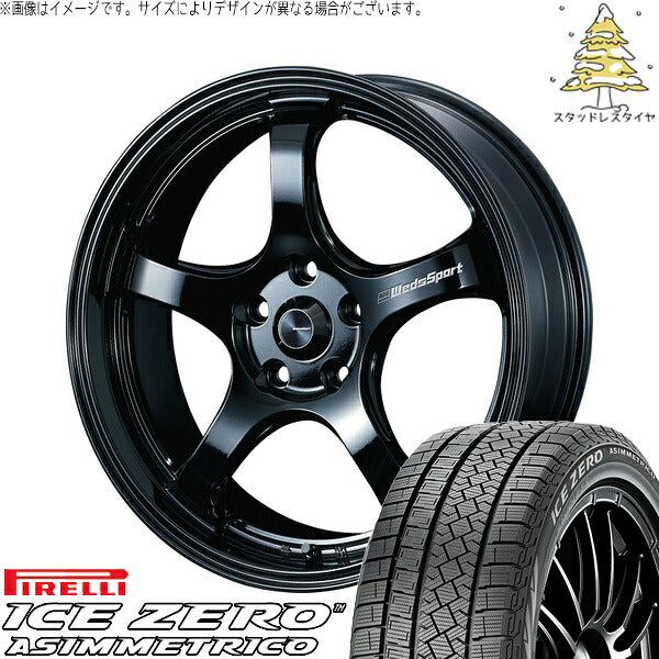 ピレリ アイスゼロアシンメトリコ 225/55R18 ＋ ウェッズスポーツ RN05M グロスブラック 18インチ 8J +45 5H114.3P スタッドレス・ホイール4本セット。1枚目。