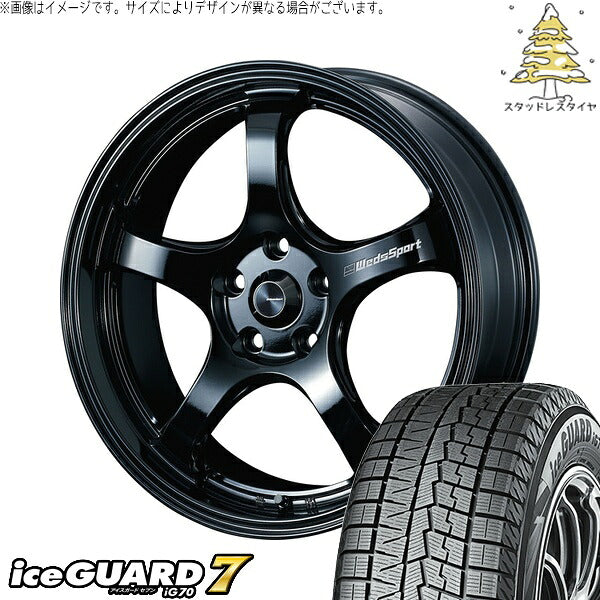 ヨコハマタイヤ アイスガードセブン IG70 215/50R18 ＋ ウェッズスポーツ RN05M グロスブラック 18インチ 7.5J +45 5H114.3P スタッドレス・ホイール4本セット。1枚目。