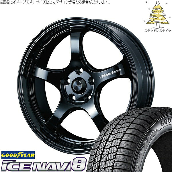 グッドイヤー アイスナビ8 235/50R18 ＋ ウェッズスポーツ RN05M グロスブラック 18インチ 8J +35 5H114.3P スタッドレス・ホイール4本セット。1枚目。