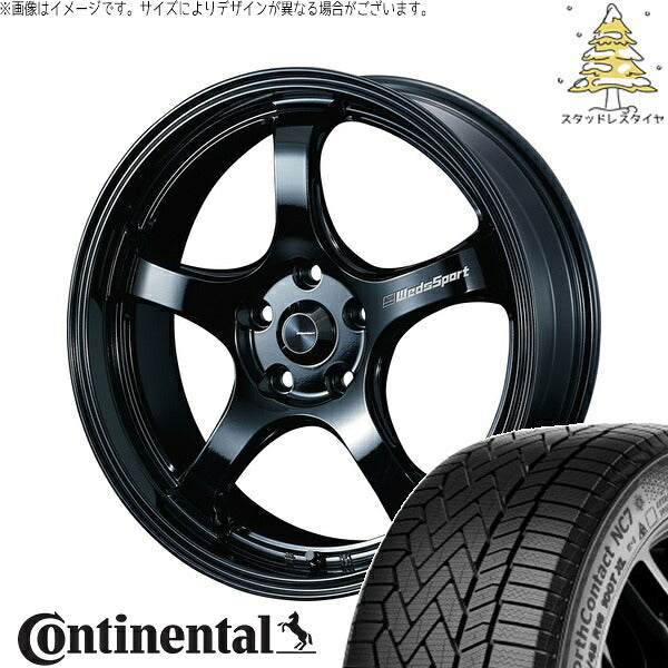 コンチネンタル ノースコンタクト NC7 225/55R19 ＋ ウェッズスポーツ RN05M グロスブラック 19インチ 8J +45 5H114.3P スタッドレス・ホイール4本セット。1枚目。