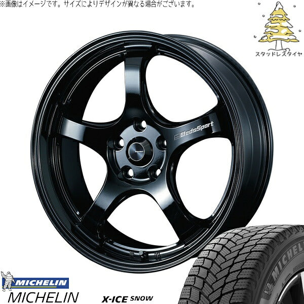ミシュラン エックスアイス スノー 225/50R18 ＋ ウェッズスポーツ RN05M グロスブラック 18インチ 7.5J +45 5H114.3P スタッドレス・ホイール4本セット。1枚目。