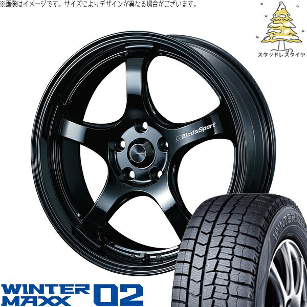 ダンロップ ウィンターマックス02 235/50R18 ＋ ウェッズスポーツ RN05M グロスブラック 18インチ 8J +35 5H114.3P スタッドレス・ホイール4本セット。1枚目。
