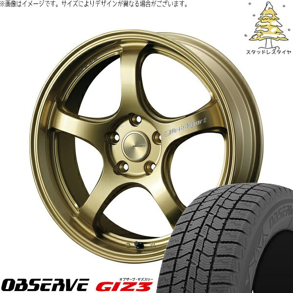 トーヨータイヤ オブザーブ GIZ3 215/45R18 ＋ ウェッズスポーツ RN05M ゴールド 18インチ 7.5J +45 5H114.3P スタッドレス・ホイール4本セット。1枚目。