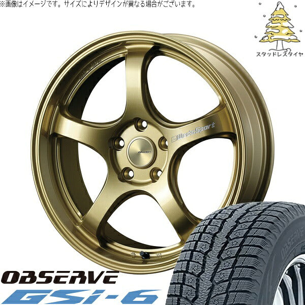トーヨータイヤ オブザーブ Gsi-6 225/60R18 ＋ ウェッズスポーツ RN05M ゴールド 18インチ 7.5J +45 5H114.3P スタッドレス・ホイール4本セット。1枚目。