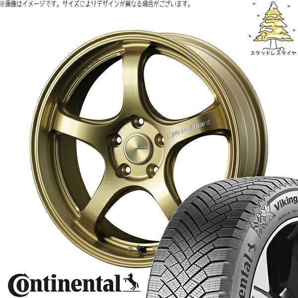 コンチネンタル バイキングコンタクト8 225/60R18 ＋ ウェッズスポーツ RN05M ゴールド 18インチ 7.5J +45 5H114.3P スタッドレス・ホイール4本セット。1枚目。