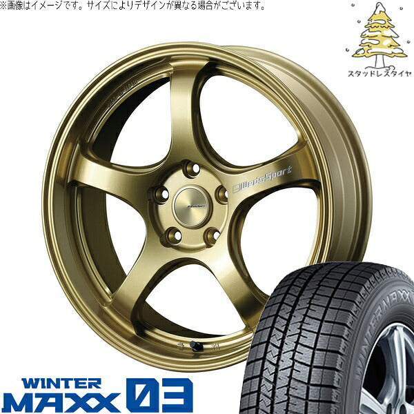 ダンロップ ウィンターマックス03 245/40R18 ＋ ウェッズスポーツ RN05M ゴールド 18インチ 8.5J +52 5H114.3P スタッドレス・ホイール4本セット。1枚目。