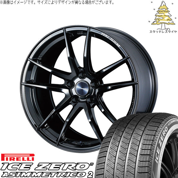 ピレリ アイスゼロアシンメトリコ2 245/40R18 ＋ ウェッズスポーツ RN55M グロスブラック 18インチ 8.5J +52 5H114.3P スタッドレス・ホイール4本セット。1枚目。