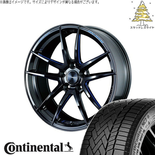 コンチネンタル ノースコンタクト NC7 245/40R19 ＋ ウェッズスポーツ RN55M ブラックブルーマシニング 19インチ 8J +45 5H114.3P スタッドレス・ホイール4本セット。1枚目。