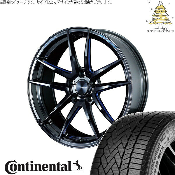 コンチネンタル ノースコンタクト NC7 225/50R18 ＋ ウェッズスポーツ RN55M ブラックブルーマシニング 18インチ 8J +45 5H114.3P スタッドレス・ホイール4本セット。1枚目。